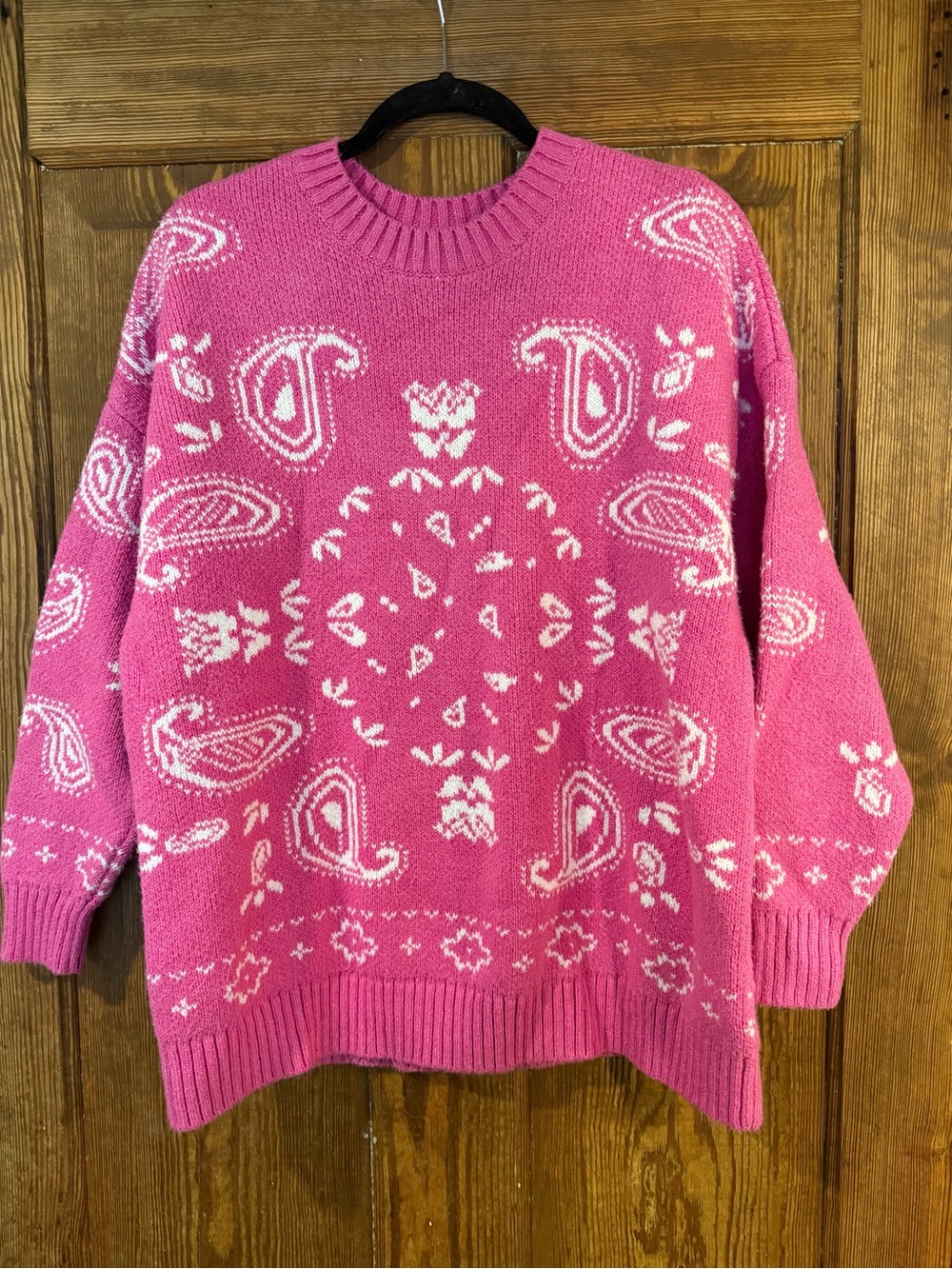 Pink Paisley Knit Sweater - American Eagle